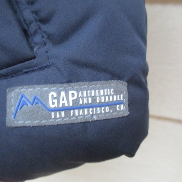 Boys Baby Gap Blue puffer jacket Size 3 hooded soft fleece inside - Picture 2 of 4